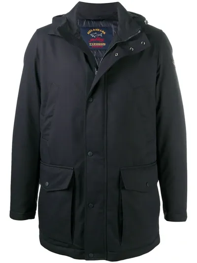 Paul & Shark Padded Hooded Coat In Blue