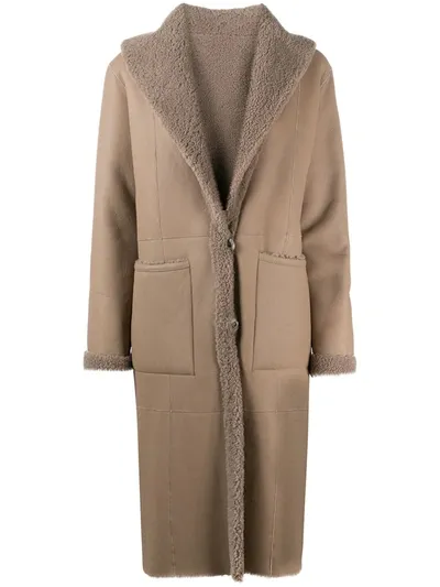 Liska Shearling Mid-length Coat In Neutrals