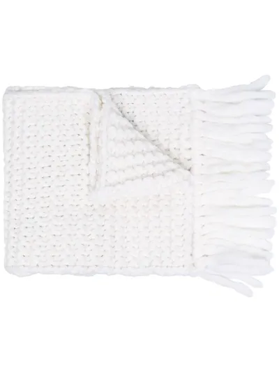 Fendi Logo-embroidered Oversize Scarf In White