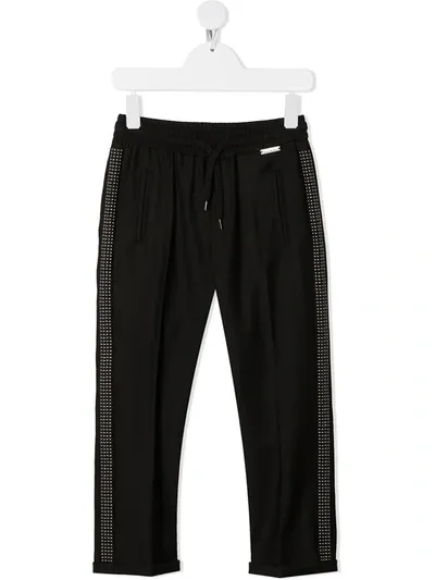 John Richmond Junior Kids' Track Pants With Embellished Side Stripe In Black