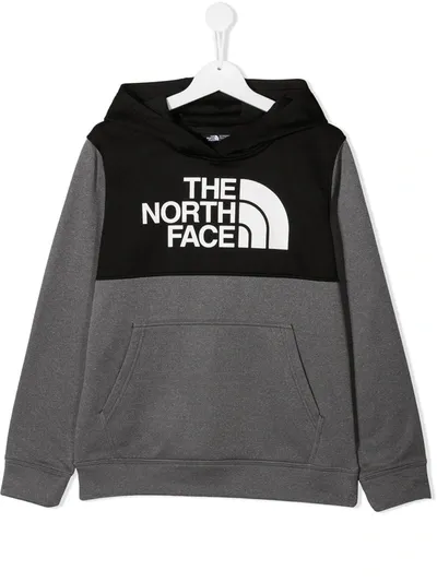 The North Face Teen Logo-print Panelled Hoodie In Grey