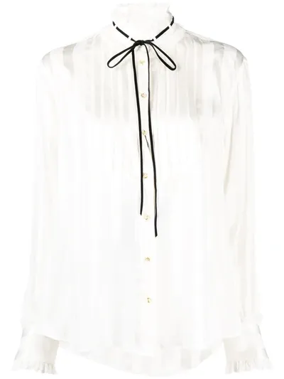 Dolce & Gabbana Striped Satin Jacquard Shirt In White