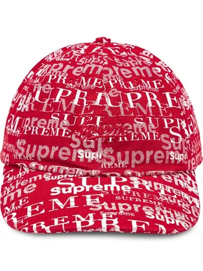 Supreme Logo Print 6-panel Cap In Red