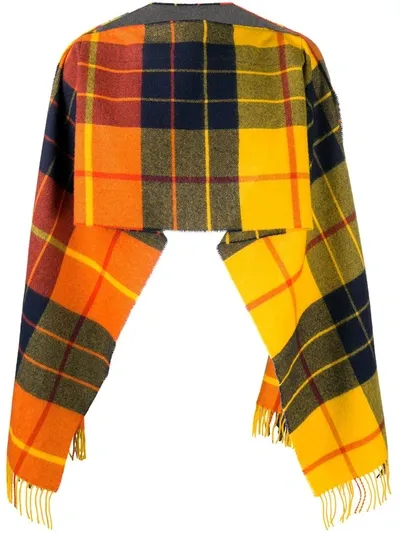 Comme Des Garçons Shirt Check Print Poncho Scarf In Gelb