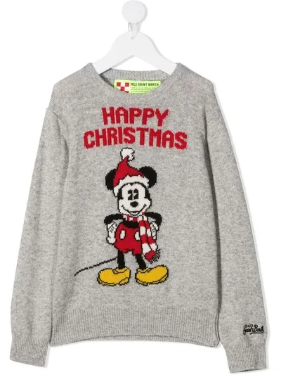 Mc2 Saint Barth Kids' Douglas Mickey Christmas Jumper In Grey