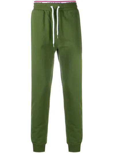 Moschino Logo Waistband Track Pants In Green