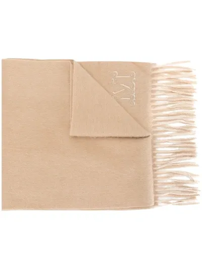 Max Mara Logo Embroidered Scarf In Neutrals