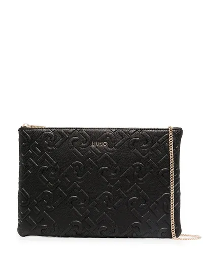 Liu •jo Logo-embossed Clutch Bag In Black