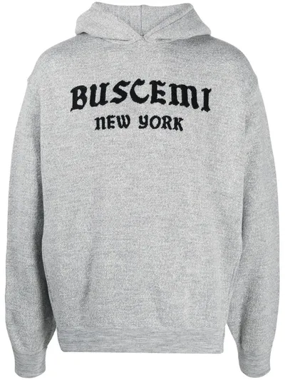 Buscemi Intarsia Logo Hoodie In Grey Melange