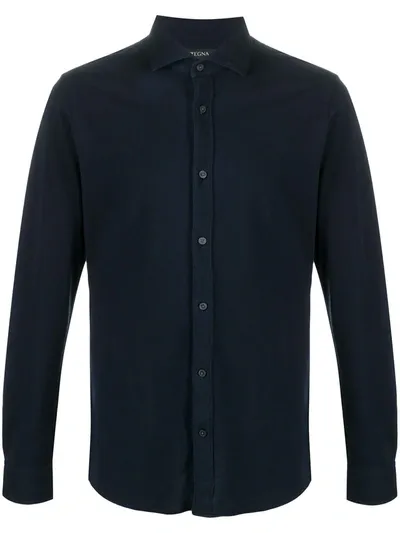 Z Zegna Button Down Shirt In Blue