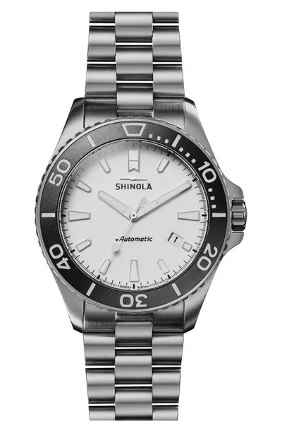 Shinola Men's Ice Monster Brushed Titanium Bracelet Watch In Ice White