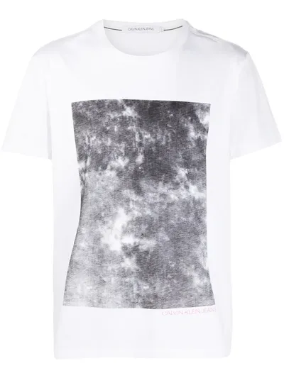 Calvin Klein Jeans Est.1978 Bleached Graphic T-shirt In White