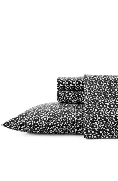 Marimekko Pikkuinen Unikko 200 Thread Count Cotton Sheet Set In Black Pikkuinen