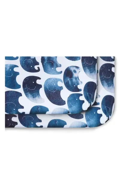 Oilo Kids' 2-pack Fitted Elephant Print Jersey Crib Sheets In Indigo