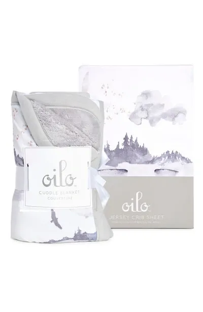 Oilo Kids'  Misty Mountain Cuddle Blanket & Fitted Crib Sheet Set In Stone