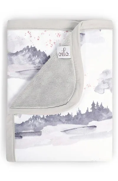 Oilo Kids' Misty Mountain Jersey Cuddle Blanket In Stone