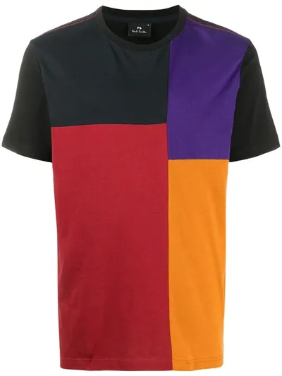 Ps By Paul Smith Short-sleeved Block Colour T-shirt In Black