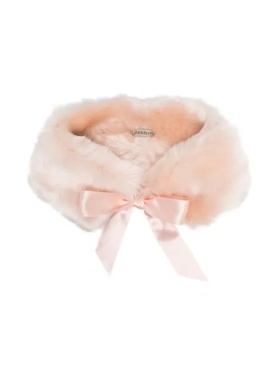 Hucklebones London Kids' Faux Fur Bow Stole In Pink