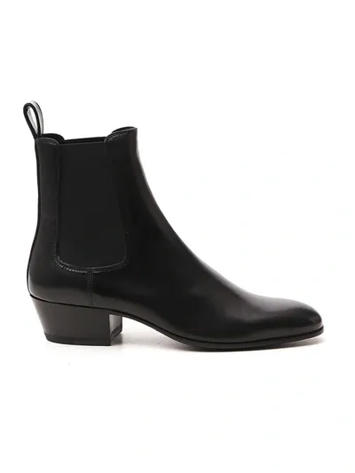 Saint Laurent Black Leather Ankle Boots