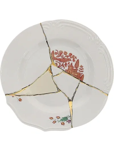 Seletti Crack Detail Plate In White