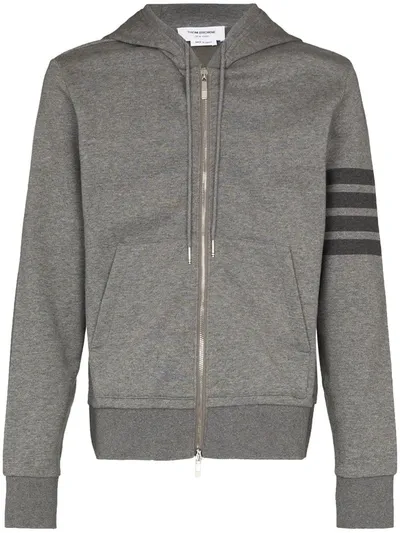 Thom Browne 4-bar Stripe Zip-up Hoodie In Grey