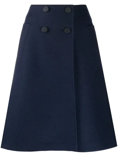 Lanvin Button-detail A-line Skirt In Blue