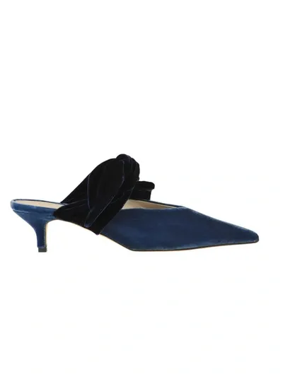 Gia Couture Bandana Girl Velvet Mules In Blue