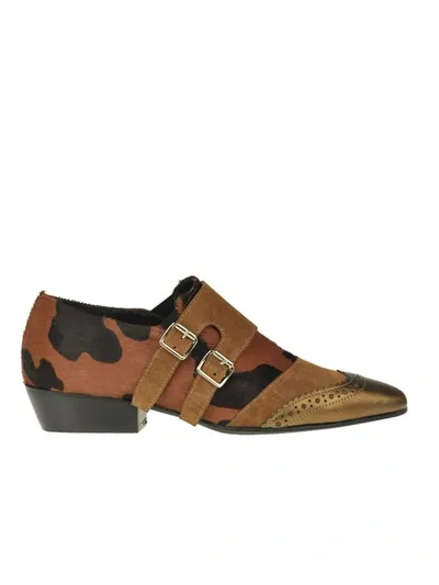 Marc Ellis Brown Pony Skin Monk Strap Shoes