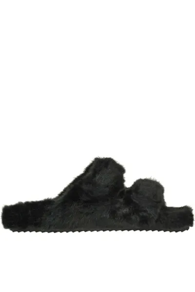 Colors Of California Eco-fur Slides In Black