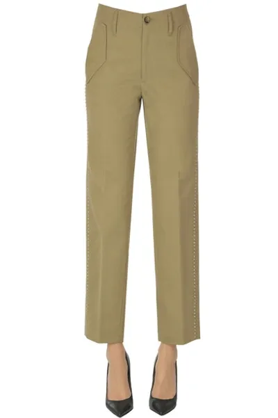 Golden Goose Studded Cotton Trousers In Camel