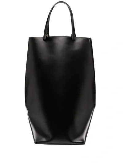 Jil Sander Large Leather Tote Bag In Black