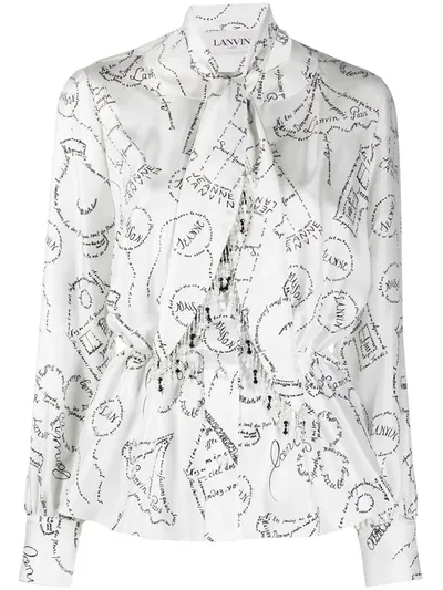 Lanvin Bead-embellished Scarf Detail Blouse In White