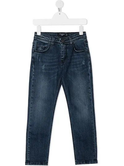 Neil Barrett Kids' Logo Patch Jeans In Blue