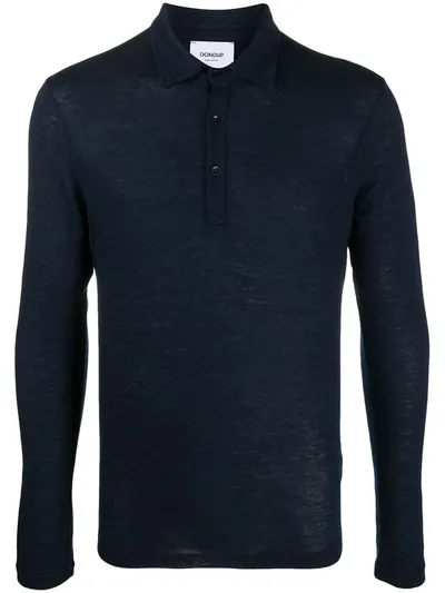 Dondup Long-sleeve Knit Polo Shirt In Blue