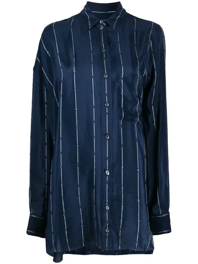 Lanvin Stripe-detail Silk Shirt In Blue