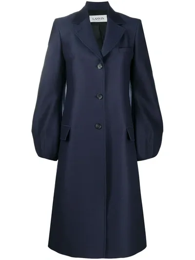 Lanvin Balloon Sleeve Single-breasted Coat In Blue