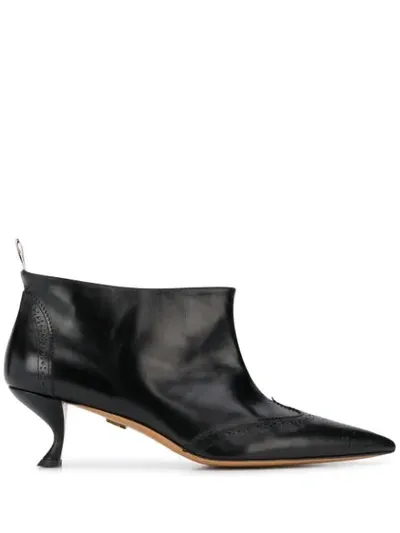 Thom Browne Pebbled Ankle Boots In Black