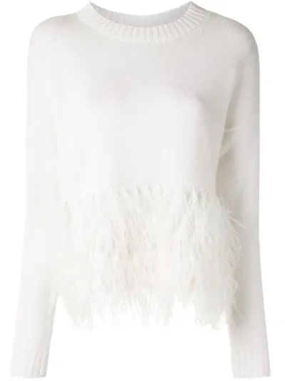 Snobby Sheep Fringe-trimmed Jumper In White