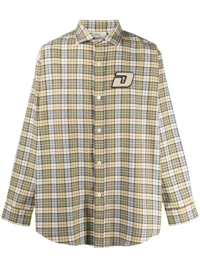 Drôle De Monsieur Check-print Logo-patch Shirt In Neutrals