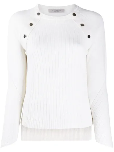 D-exterior Shoulder-button Ribbed Jumper In Neutrals