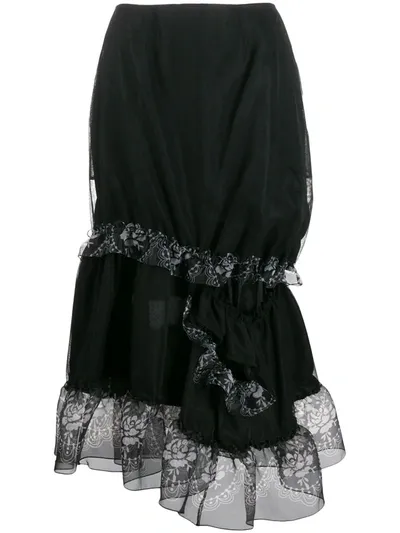 Simone Rocha Ruffle Gathered Skirt In Black