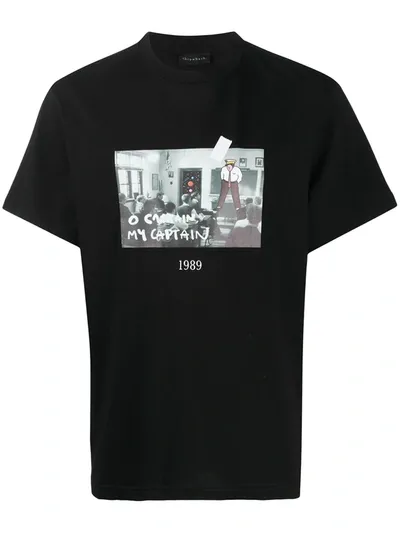 Throwback Captain Cotton Crewneck T-shirt In Black