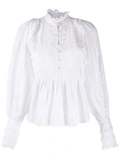 Bytimo Women's Cotton Slub Lace Blouse In White