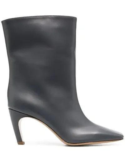 Gia Couture Atena 80 High Heels Ankle Boots In Grey Leather