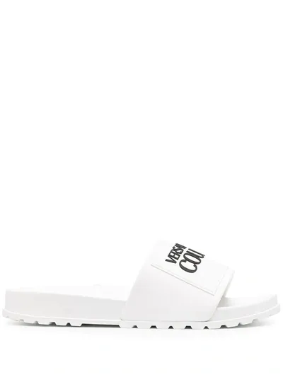 Versace Jeans Couture Logo-print Pool Slides In White