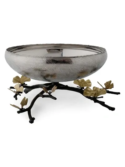 Michael Aram Butterfly Ginkgo Medium Footed Centerpiece Bowl In Silver