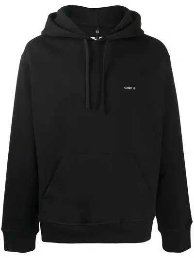 Oamc Embroidered-logo Hoodie In Black