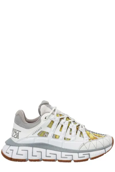 Versace Tgreca Sneakers In Mix Of Materials In Grey White