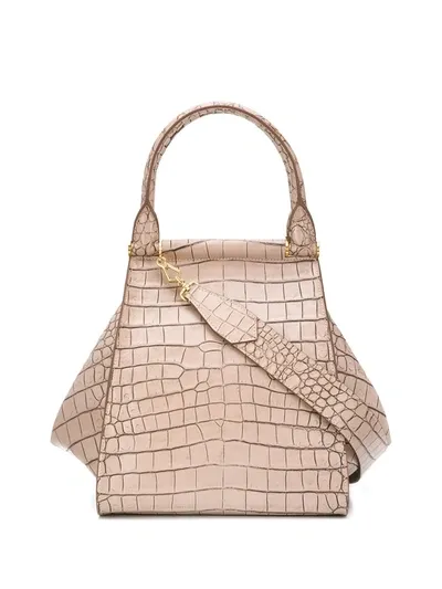 Max Mara Crocodile Effect Tote Bag In Neutrals