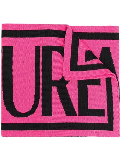 Versace Jeans Couture Oversized Logo-embroidered Scarf In Pink